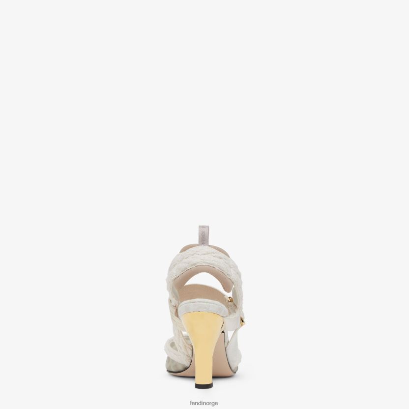 Fendi kvinner mesh slingbacks med mellomhæl NXB4XN1313 hvit sko