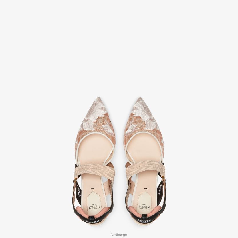 Fendi kvinner mesh slingbacks med mellomhæl NXB4XN1349 rosa sko