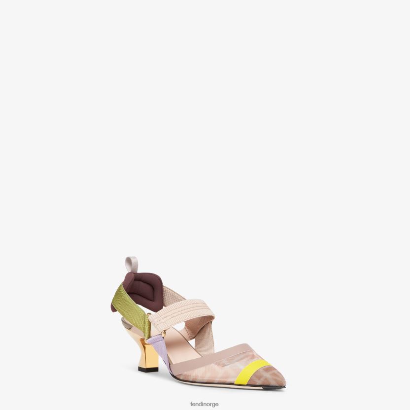 Fendi kvinner mesh slingbacks med mellomhæl NXB4XN1382 rosa sko