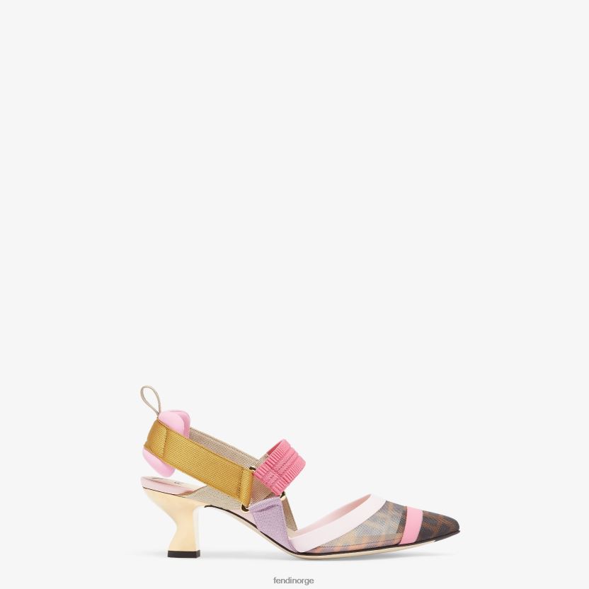 Fendi kvinner mesh slingbacks med mellomhæl NXB4XN1390 brun sko