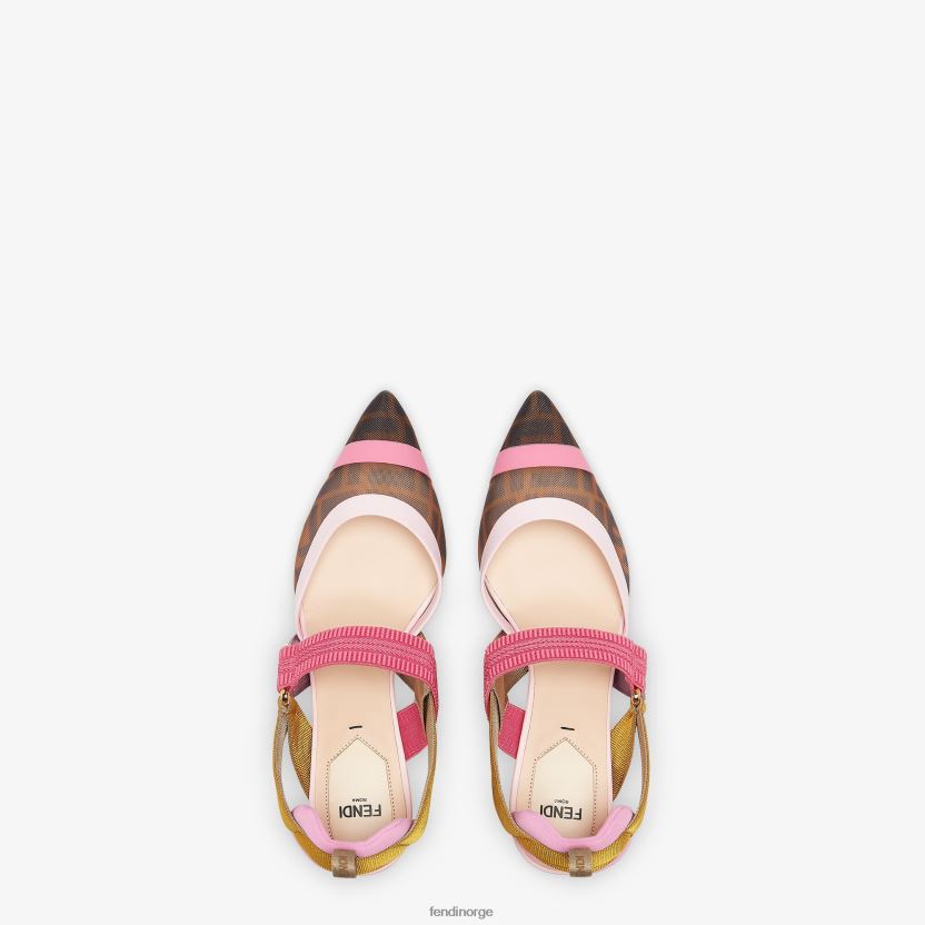 Fendi kvinner mesh slingbacks med mellomhæl NXB4XN1390 brun sko