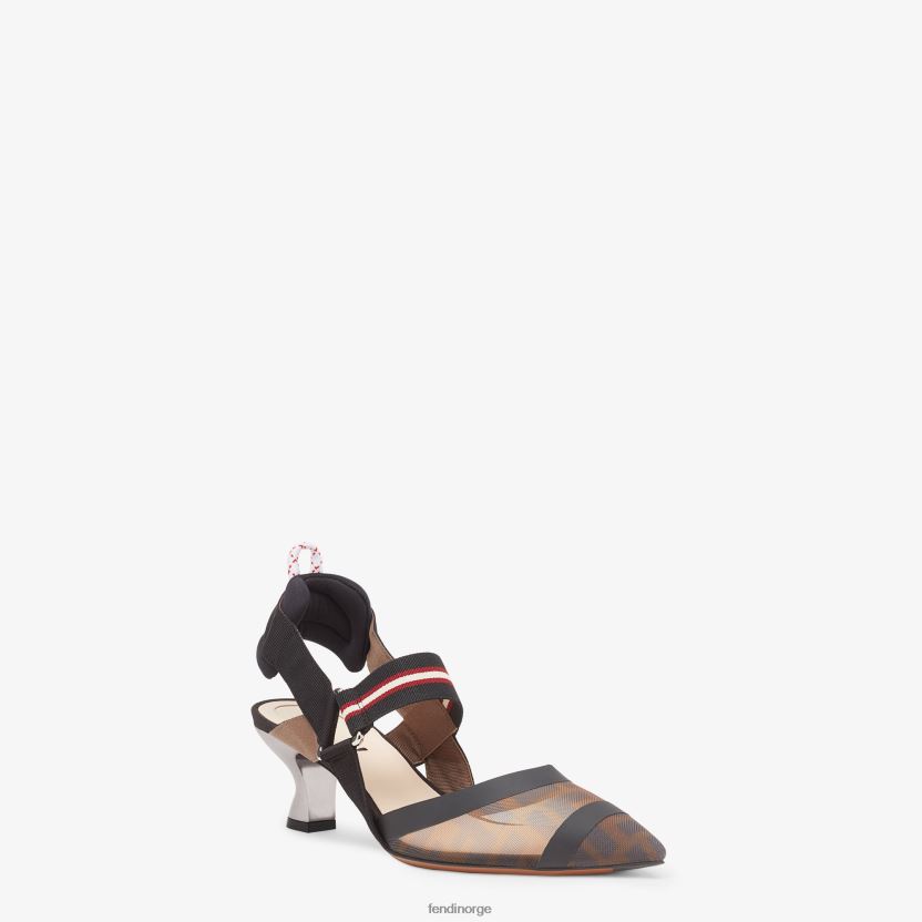 Fendi kvinner multitech mesh mellomhæl slingbacks NXB4XN1394 brun sko