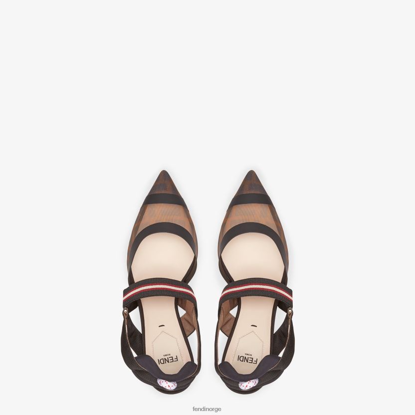 Fendi kvinner multitech mesh mellomhæl slingbacks NXB4XN1394 brun sko