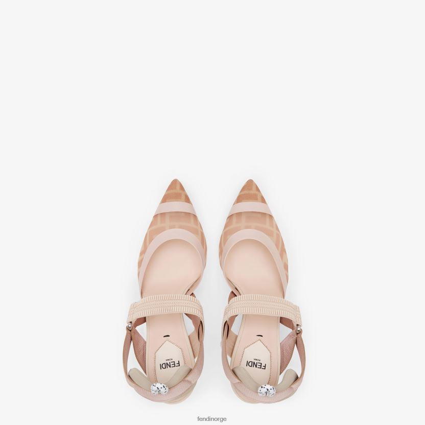 Fendi kvinner nakenskinn og mesh slingbacks med høy hæl NXB4XN1343 rosa sko