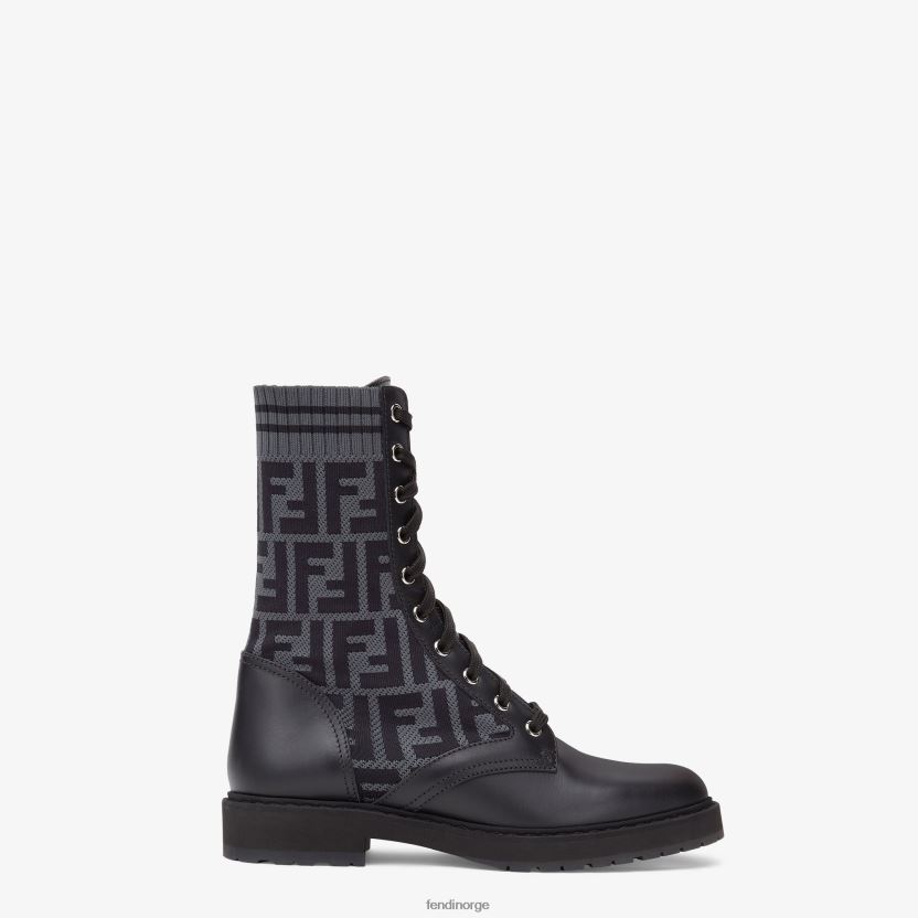 Fendi kvinner sykkelstøvler i skinn med stretchstoff NXB4XN1353 svart sko