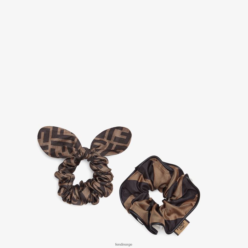 Fendi kvinner sett med to elastiske silkehårbånd NXB4XN243 brun tilbehør