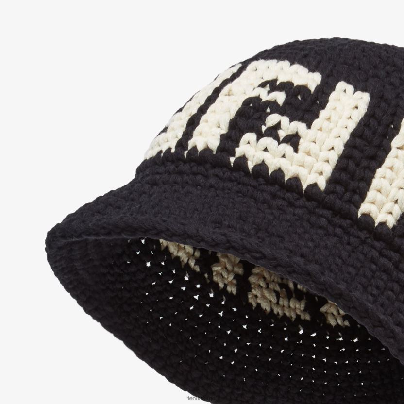 Fendi kvinner ff cloche lue i bomull NXB4XN192 svart tilbehør