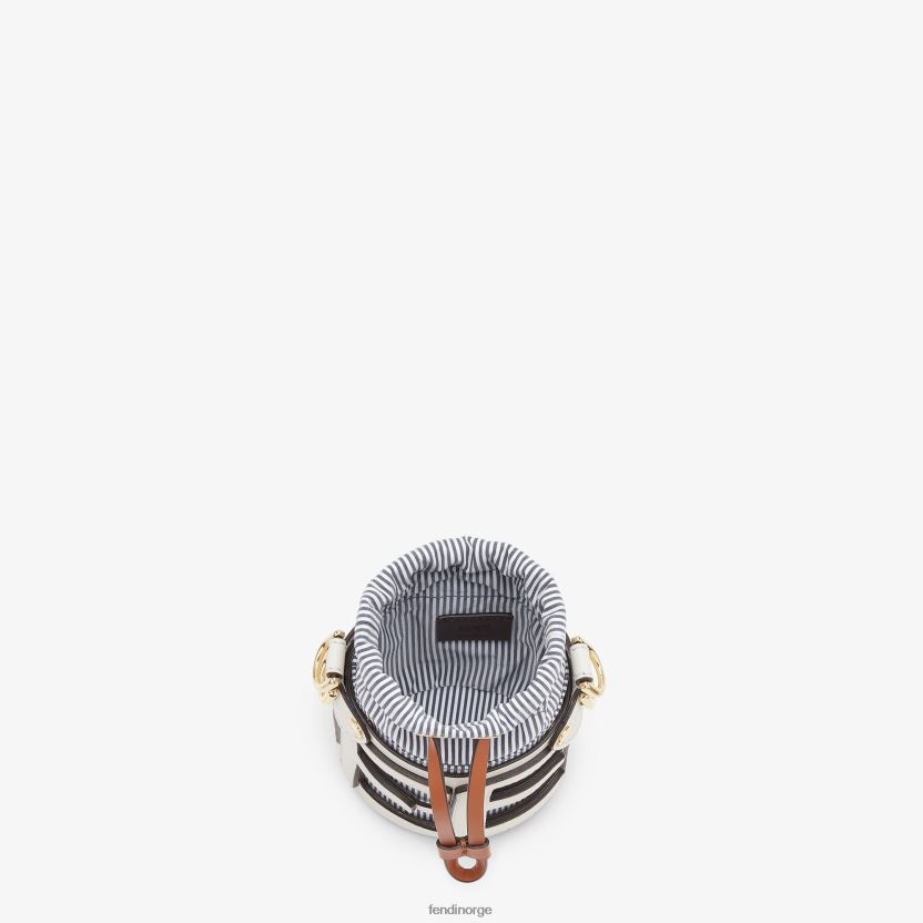 Fendi kvinner bøtteveske i skinn og stripet stoff NXB4XN82 hvit tilbehør