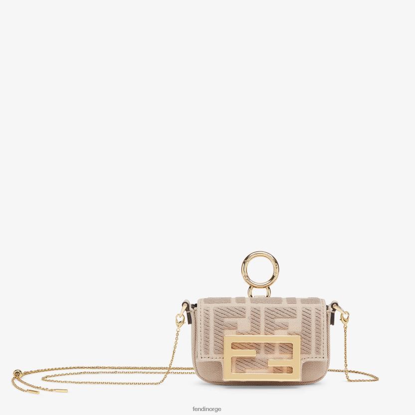 Fendi kvinner canvas sjarm med ff broderi NXB4XN321 beige tilbehør