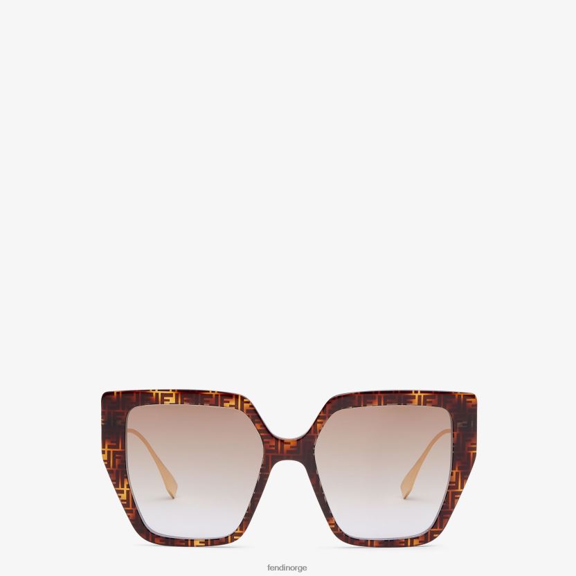 Fendi kvinner ff havana acetat og metall solbriller NXB4XN366 mote tilbehør