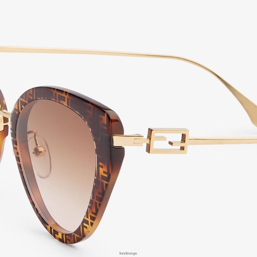 Fendi kvinner ff havana acetat og metall solbriller NXB4XN368 mote tilbehør