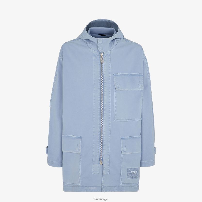 Fendi menn gabardine parkas NXB4XN1911 lyse blå klær