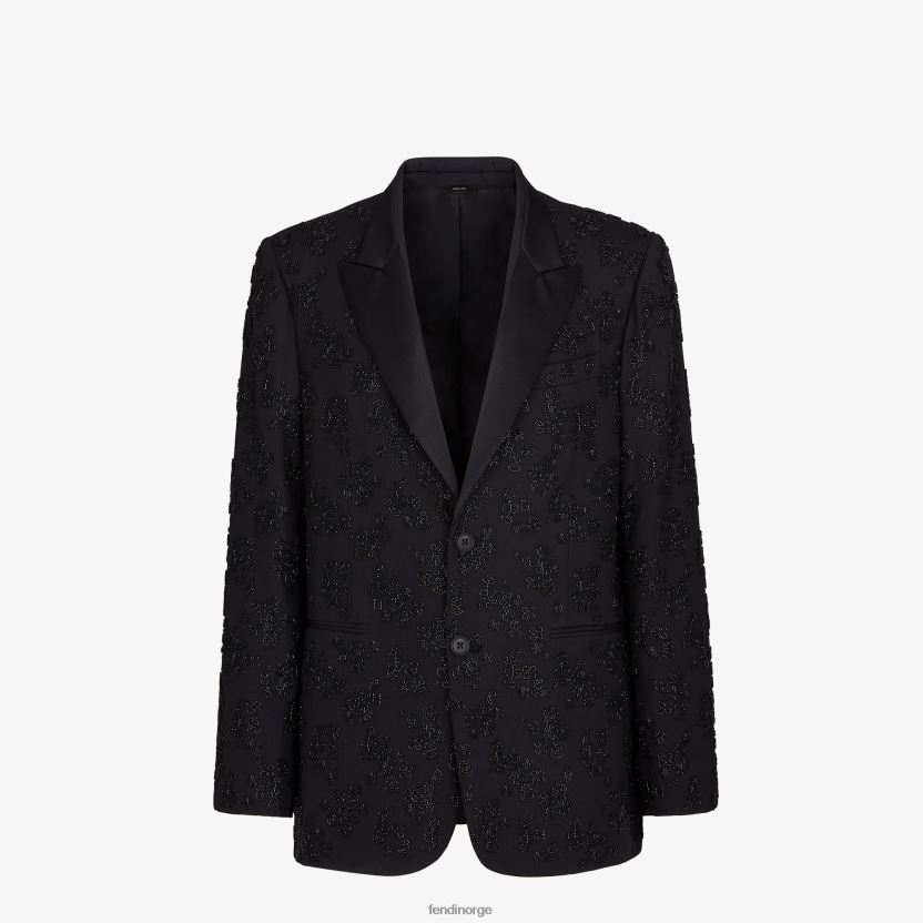 Fendi menn blazer i ull og silke NXB4XN2082 svart klær