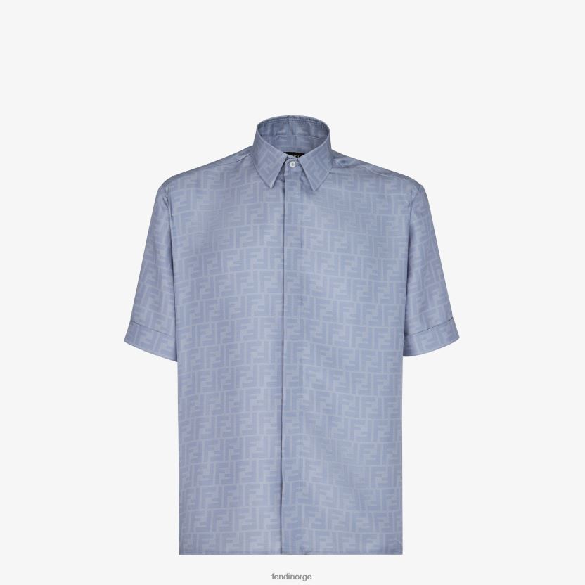 Fendi menn silkeskjorte NXB4XN1948 lyse blå klær
