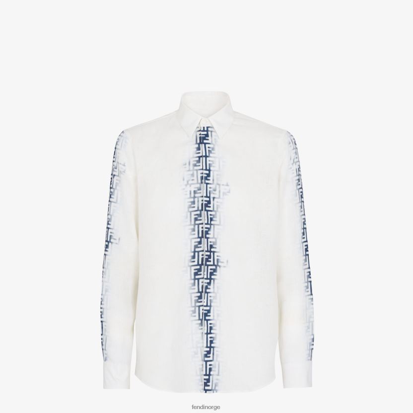 Fendi menn skjorte i bleket lin NXB4XN2038 blå klær
