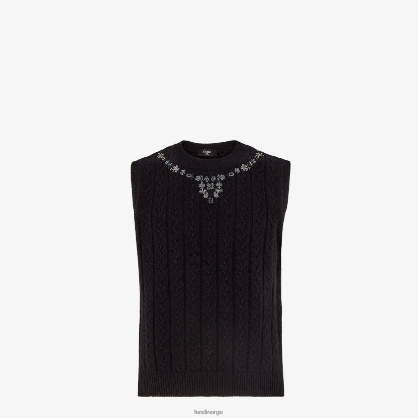 Fendi menn kashmir vest NXB4XN2067 svart klær