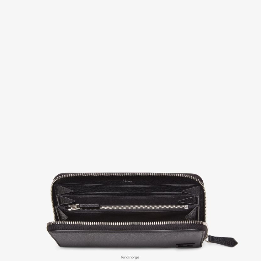 Fendi menn lommebok i skinn med glidelås fra selleria NXB4XN2656 svart tilbehør