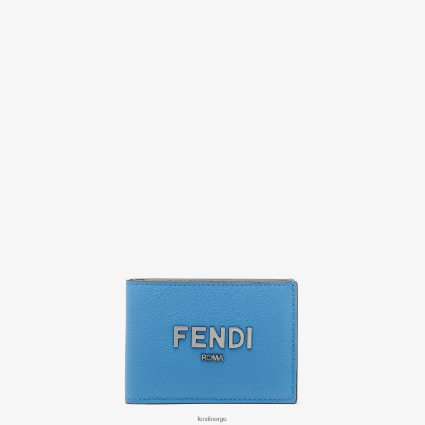 Fendi menn us dollar signatur bi-fold lommebok i skinn NXB4XN2617 lyse blå tilbehør