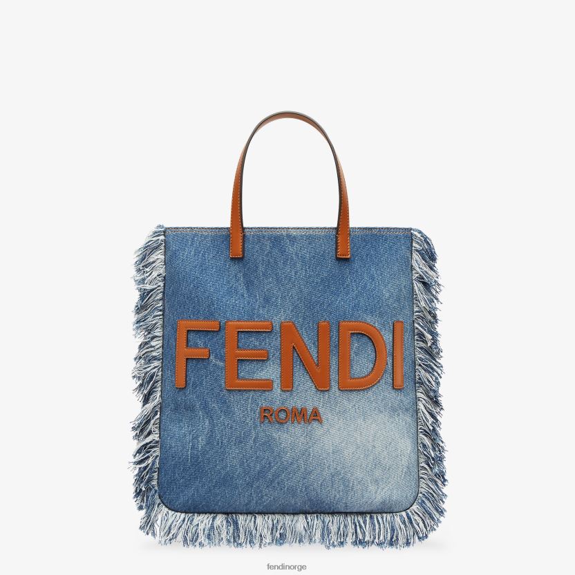 Fendi menn denimveske med frynser NXB4XN1873 blå tilbehør