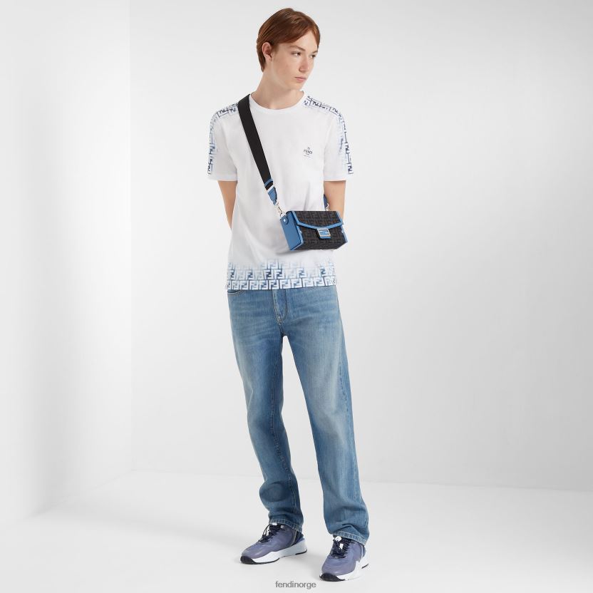 Fendi menn lær og ff stoffveske NXB4XN1807 blå tilbehør