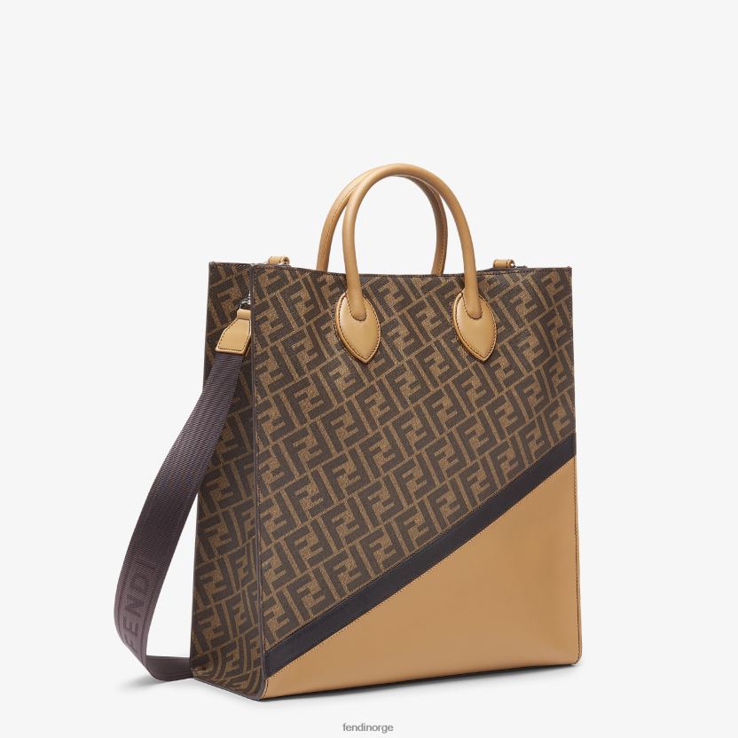 Fendi menn lær og ff stoffveske NXB4XN1854 brun tilbehør