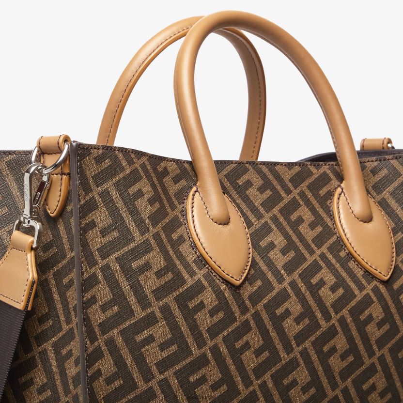 Fendi menn lær og ff stoffveske NXB4XN1854 brun tilbehør