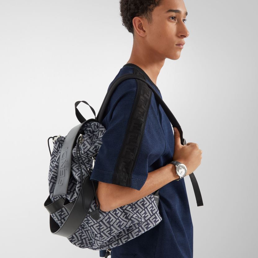 Fendi menn ff ryggsekk i jacquardstoff NXB4XN1852 svart tilbehør