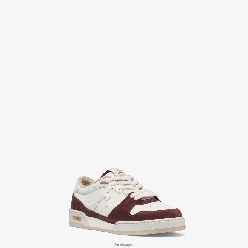 Fendi menn burgunder lave topper i semsket skinn NXB4XN2305 rød sko