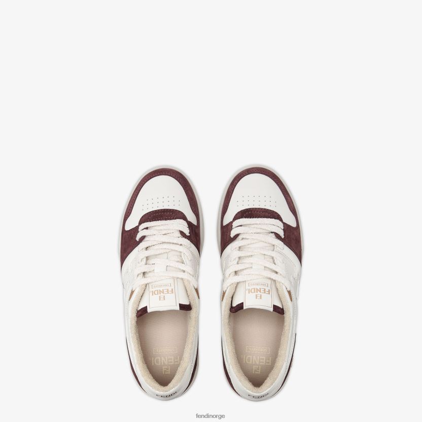 Fendi menn burgunder lave topper i semsket skinn NXB4XN2305 rød sko