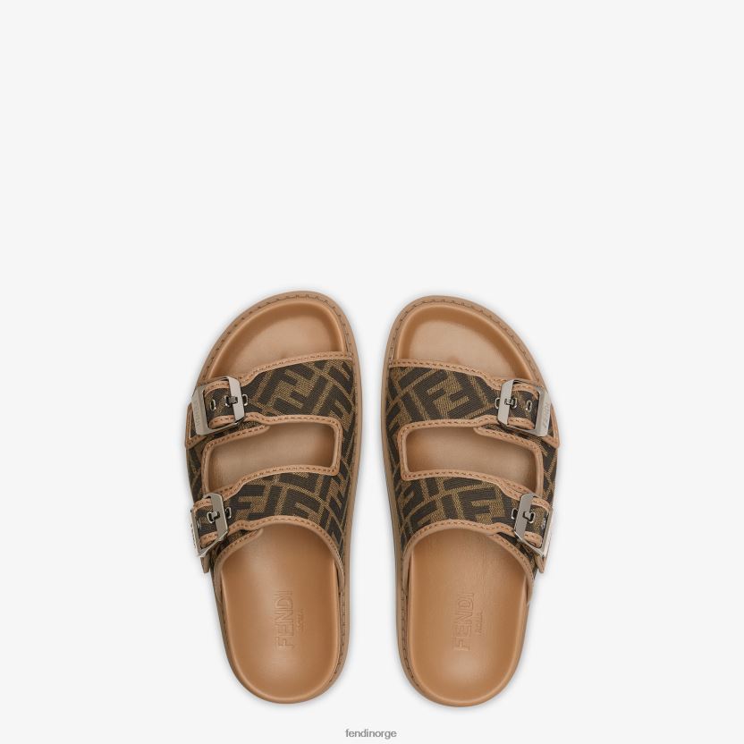 Fendi menn sandaler i skinn og stoff NXB4XN2226 brun sko