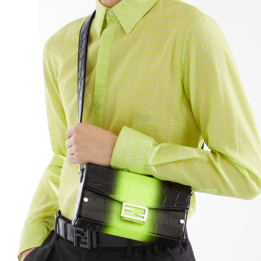 Fendi menn ff avrundet lær vendbart belte NXB4XN2376 svart tilbehør