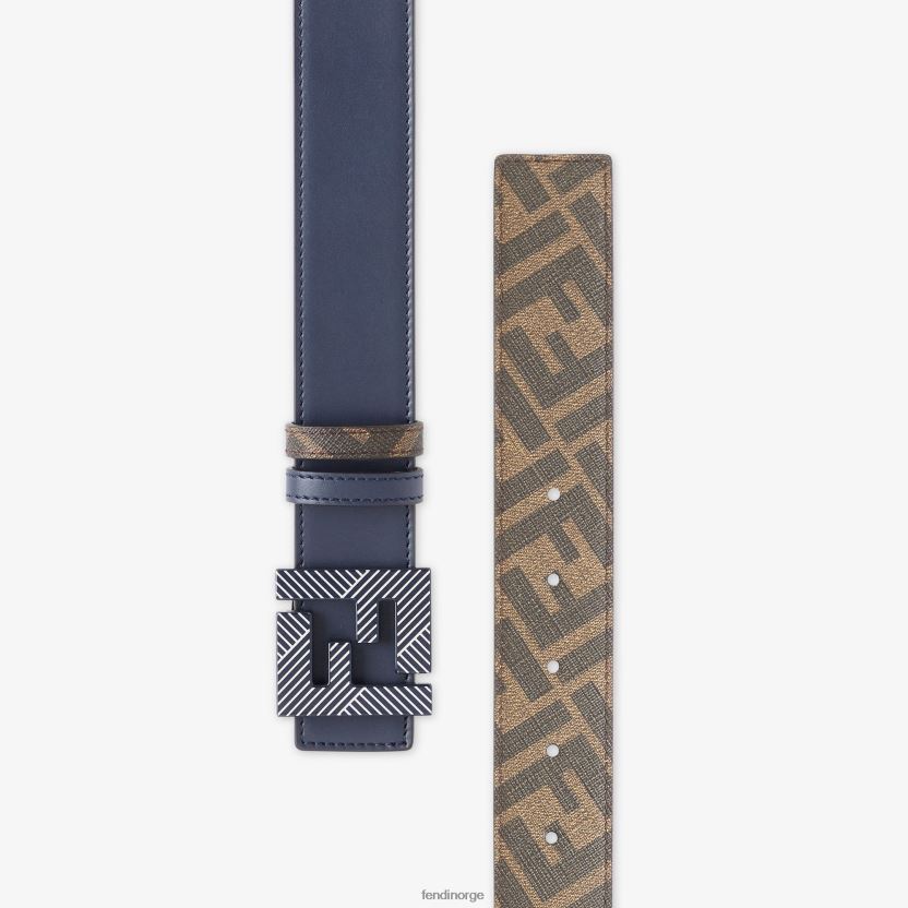 Fendi menn firkantet ff lær vendbart belte NXB4XN2329 blå tilbehør