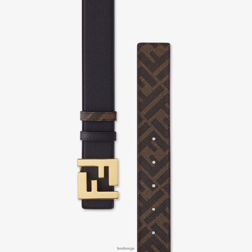 Fendi menn firkantet ff lær vendbart belte NXB4XN2334 svart tilbehør