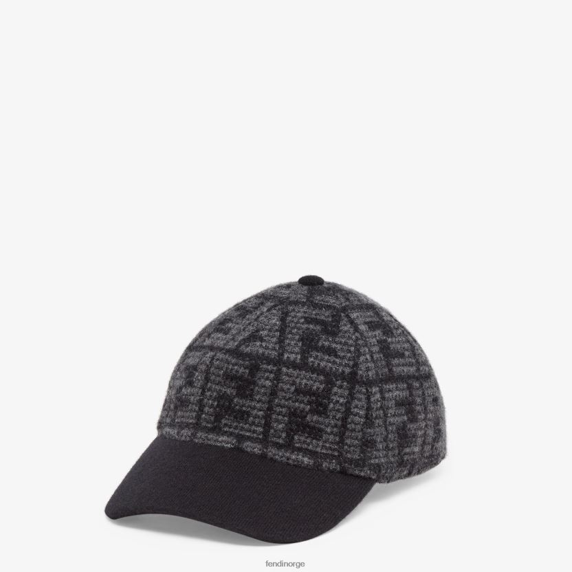 Fendi menn baseballcaps i kashmir jacquard NXB4XN2451 svart tilbehør