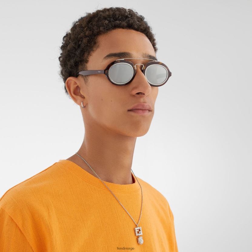 Fendi menn havana acetat moteshow solbriller med linser NXB4XN2420 mote tilbehør